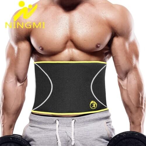 NINGMI Slim Waist Trainer Body Shaper for Mens Neroprene Waist Cincher Shapewear Weight Loss Strap Slimming Modeling Belt Corset