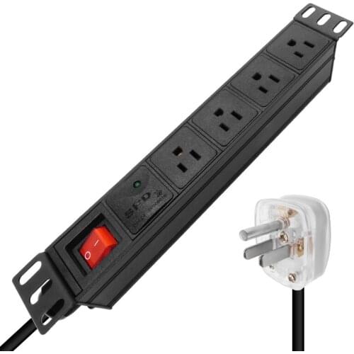 PDU Cabinet Power Strip US SOCKET Lightning protection aluminium alloy 4AC SOCKET plug adapter