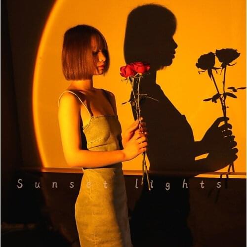 USB Rainbow Sunset Red Projector Led Night Light Sun Projection Desk Lamp for Bedroom Bar Coffee Store Wall Decoration Lighting