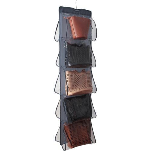 Hanging Medium Handbag Purse Insert Organizer -Dual-Sided 10 Clear Pockets- Closet Wardrobe Storage Bag Organization