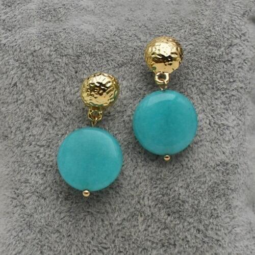 KBJW Basic Winter Earrings Lucky Blue Natural Stone Pendant Stud Earrings Fashion Women Earring Jewelry Ear Accessories Birthday