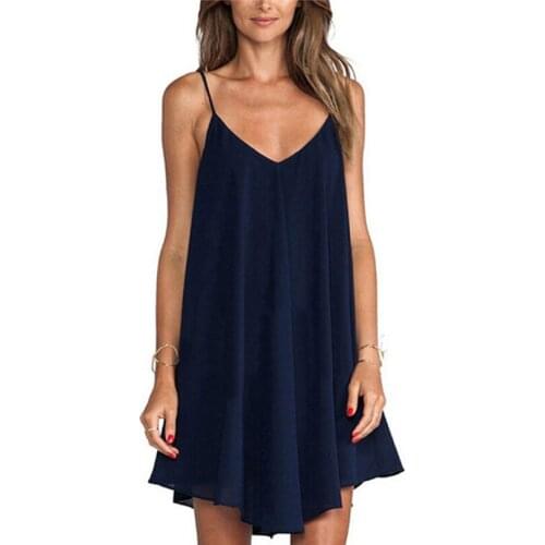 Womens Summer Sundresses Oversize Dark Blue Dress For Women Sexy V Neck Spaghetti Strap Sleeveless Backless Elegant Mini Dress