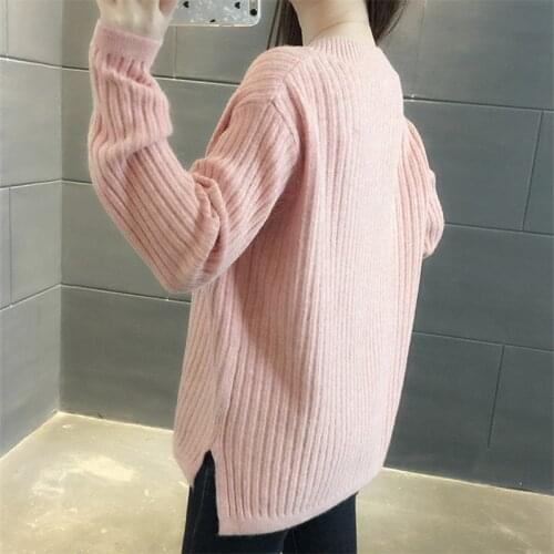 Women Pullover Sweater 2021 Spring Autumn Long-Sleeve Pull Femme Korean Fashion V-neck Knitwear Tops Ladies Loose Clothes H1134