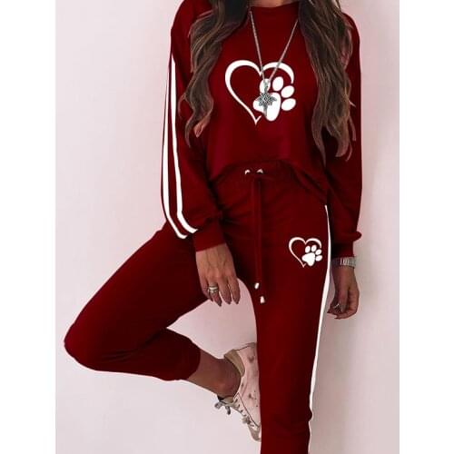 CHAOP Tracksuit Women Sports Suit 2 Piece Set Long Sleeve Loose Tops+Pants Trouser Causal Print Outfits Jogging Female Spring