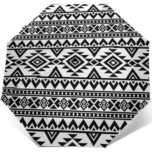 Sunny Umbrella Black And White Tribal Automatic folding portable men women umbrella Sunscreen rain Windproof beach parasol