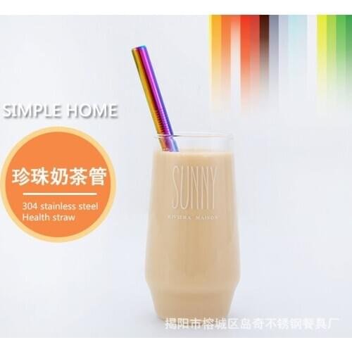 1PC 316 Stainless Steel Pipette Stainless Steel Straw Milk Tea Big Pipette 1.2 Thick Metal Straws Steel Straw Reusable Straws