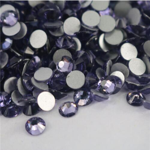 1440pcs/lot Tanzanite FlatBack Non HotFix Strass Nail art Rhinestone 3D Glass Round Crystal Stones For DIY Nails Decorations