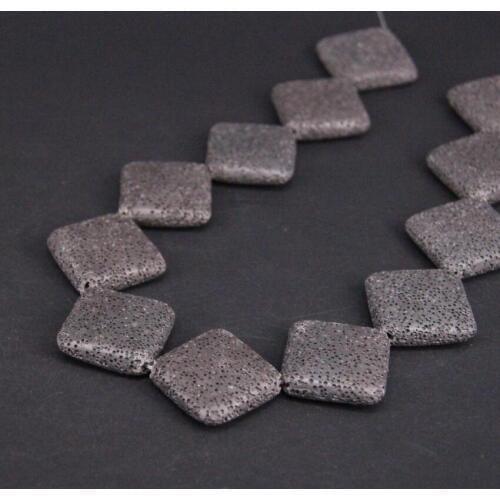 2Strand/Lot,Natural Black Volcano Lava Rock Rhombus Square Slab Beads Wholesale,DIY Bracelet Pendant Earring Jewelry Making