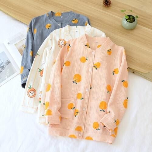 2021spring and autumn style Japanese cotton pajamas one-piece top ladies long sleeve cute cartoon home service summer sleep tops