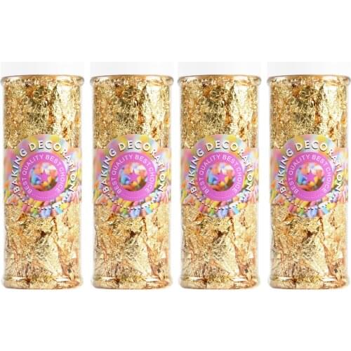 4PCS Edible Grade Gold Leaf 2g/Bottle 24K Gold Foil Fragments Cake Ice Cream Coffee Chocolate Gilded Decoration
