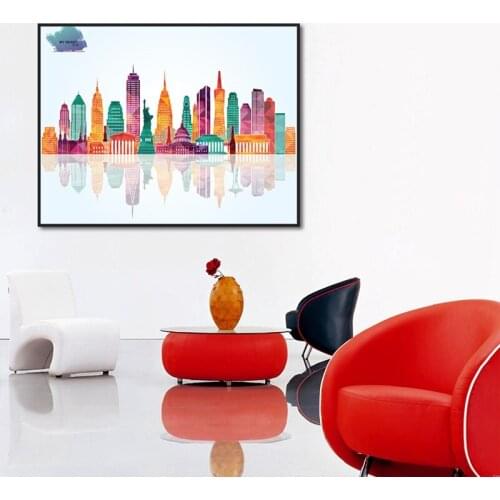 Abstract Cartoon City Building Canvas Painting Wall Art Picture Colorful Posters Print Craft for Living Room Bedroom Decoration