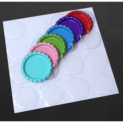 Free Shipping 1000 pcs Both side Colourful Flattened Bottle Caps With Holes & 1000 pcs 1'' inch Round clear epoxy for Jewelry