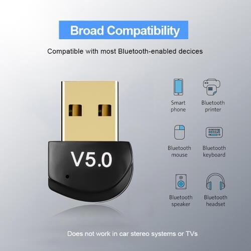 Kebidumei Bluetooth USB Dongle Wireless Adapter 5.0 Bluetooth Dongle Music Sound Receiver Adapter Transmitter For Computer PC