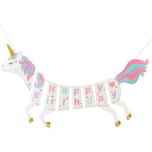 Glitter Unicorn DIY Garland Happy Birthday Unicorns Banner Bunting Hanging Birthday Party Supplies Kid Bedroom Decor Unicornio