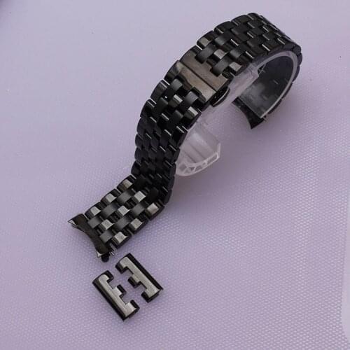 16mm 18mm 20mm 22mm 24mm Watch band black Depolyment Watchband Metal stainless steel Bracelets Common curved end free flat ends