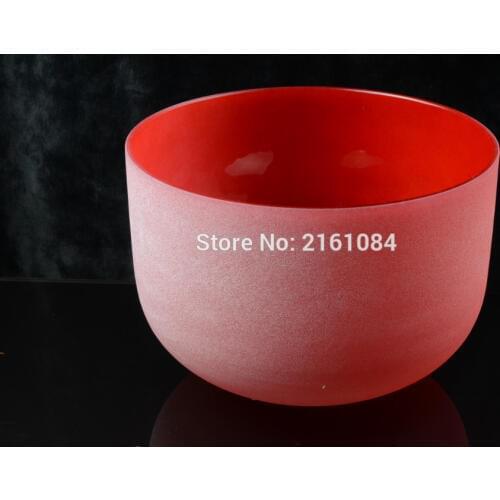 6" C# Root Chakra Red Colored Frosted Quartz Crystal Singing Bowl with free suede and o-ring