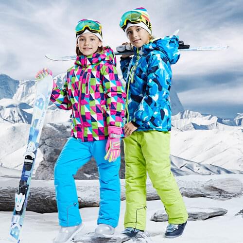 Kids Ski Suit Boys Girls Winter Outdoor Sports Waterproof Skiing Snowboarding Jackets Snow Pants Set Winter Suits for Children