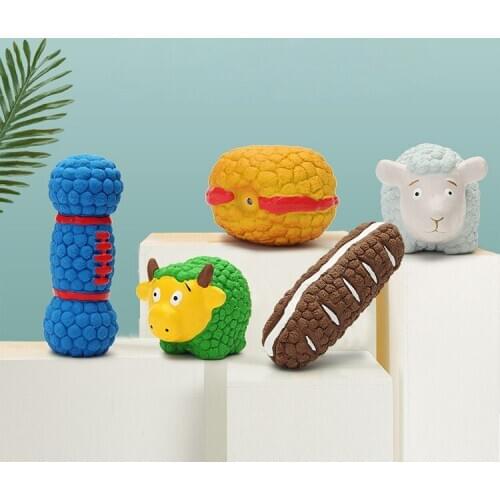 Dog Chew Squeak Toy Bread Animal Modelling Sounding Ball Latex Molar Cleaning Pet Toys Teeth Small Medium Large Dog Accessories