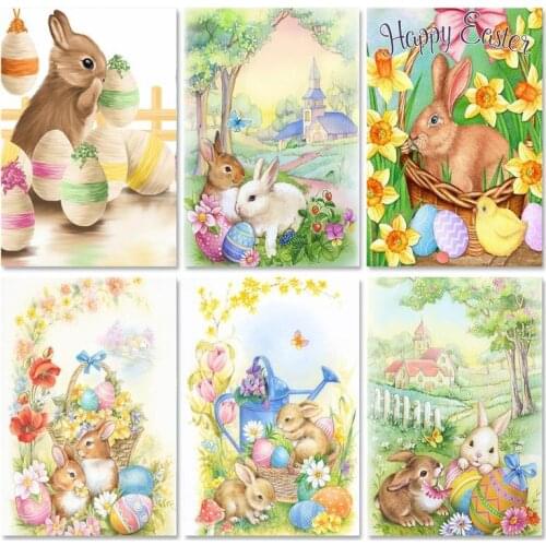 Gatyztory Unframe Paint By Numbers On Canvas Animal DIY Adult Coloring By Numbers Rabbit Acrylic Paint Handicraft Unique Gift