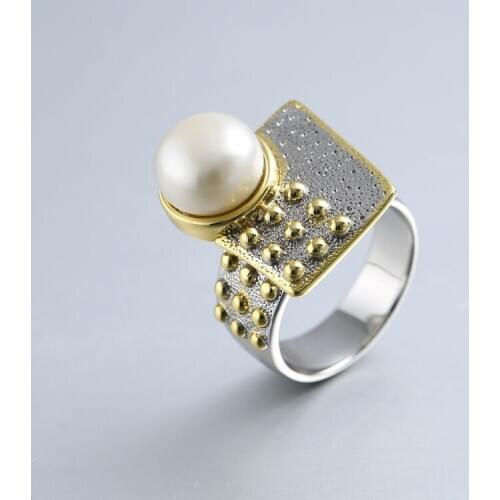 New Europe And The United States Geometric Creative Design S925 Sterling Silver Baroque Pearl Ring Manufacturers Wholesale