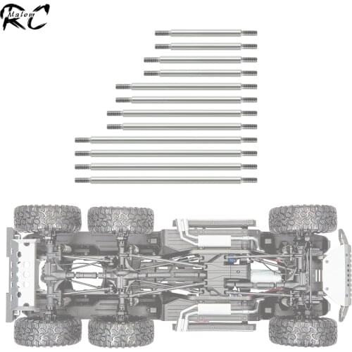 12Pcs Heavy Duty Stainless Steel Link Set Suspension Links Servo Steering Link for 1/10 RC Crawler TRAXXAS TRX-6 G63 6x6 Upgrade