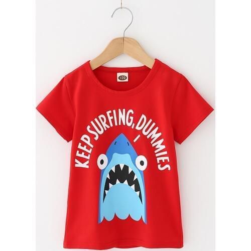 Hot sale 2019 summer children casual good Modal Tees Boys and Girls new short sleeve cartoon letters print T-shirt 2-8 years