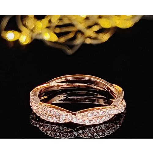 Best selling fashion rose gold silver color round eternity band ring dubai for girl lovers love Christmas gift jewelry R5414