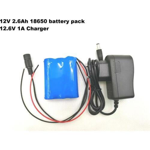 VariCore 12 V 2600 mAh lithium-ion Battery 12.6 V to 11.1 V CCTV Camera Rechargeable battery pack + 12.6v 1A Charger