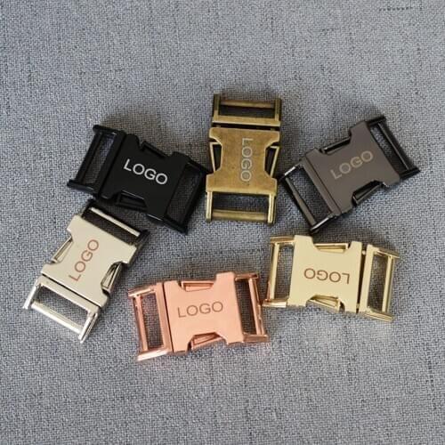 100 Pcs/Lot 15mm Metal Quick Side Release Buckles Provide Laser Engraving Service Customize LOGO For Pet Leash Bag Backpacks