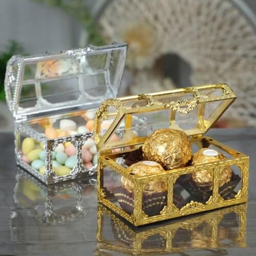 Mini Hollow Gold Foil Cake Candy Box Wedding Favor Marriage Baby Gift Treat Box