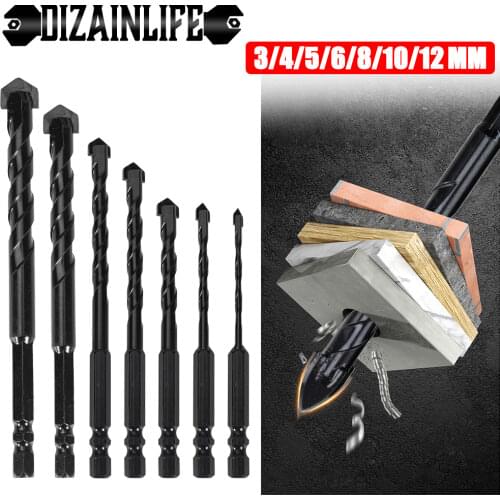 3-12mm Drill Bits Set Tungsten Carbide Tipped Spear Head Tile Ceramic Concrete Wood Glass Hole Punch Saw Cross Hex Metal Drill