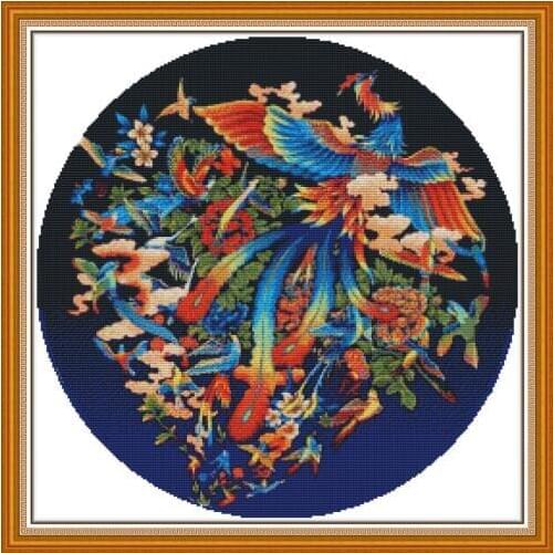 NKF Birds Pay Homage Counted Animal Cross Stitch Patterns 11CT 14CT Chinese Cross Stitch Kits for Embroidery Home Decor