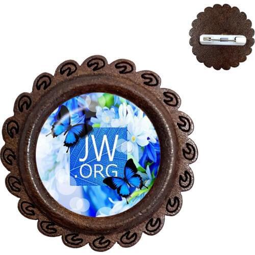 Newest Arrival JW.ORG Wood Brooches Lapel Pins Steampunk Jehovahs Witnesses Collar Pin Glass Photo Cabochon Brooch Jewelry Gift