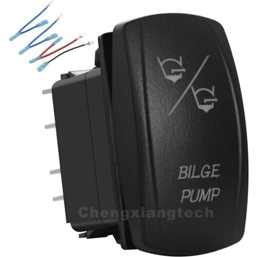 Bilge Pump White Led Rocker Switch 7 Pin Double Pole Double Throw ON-OFF-ON 12V/24V + Jumper Wires Set for Car Boat Waterproof