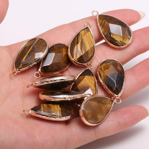 Necklace Pendant For Jewelry Making Drop Shaped Section Tiger Eye Stone Pendant Charms Necklace Handiwork Sewing Craft Accessory