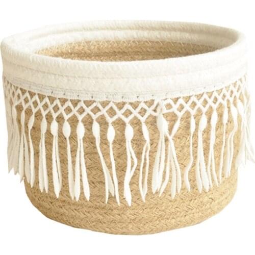 Woven Storage Basket Bedside Tabletop Snacks Debris Basket Desktop Sundries Cotton Storage Box