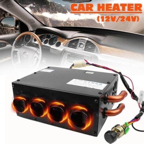 12V/ 24V 4 Hole Portable Car Vehicle Heating Cooling Heater Defroster Demister 80W For RV Boats Motorhome Trucks Trailer