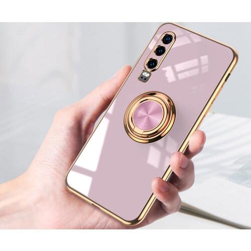 For Nova 5T Luxury Plating Magnetic Ring Case for Huawei P20 P30 P40 Lite P50 Mate 40 Honor 20 30 Pro X10 Nova7 Shockproof Cover