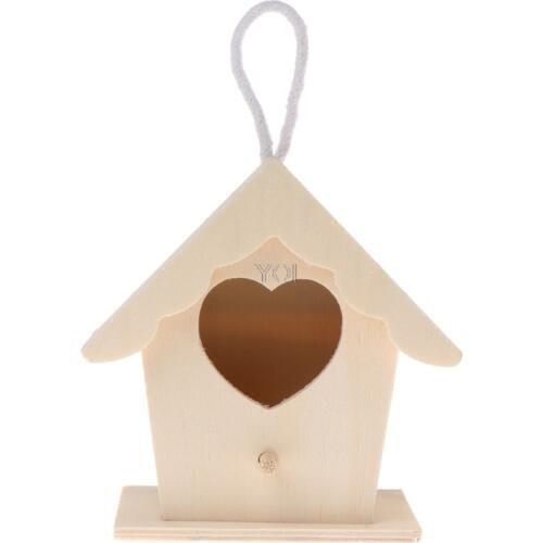 Bird Nest Natural Wood House Creative Heart Shaped Parrot Parakeet Hanging