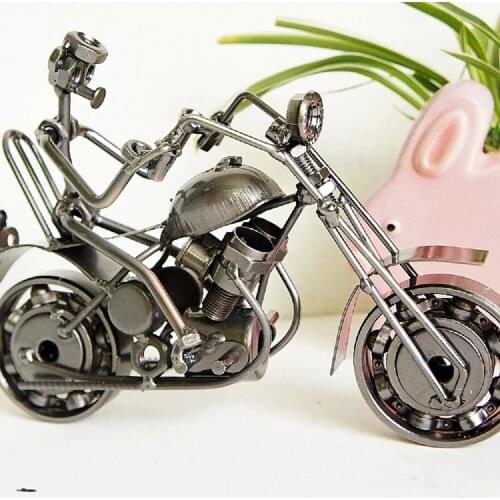 Wrought Iron Motorcycle Model Rider Motorcycle Ornaments Gift Arts and Crafts Home