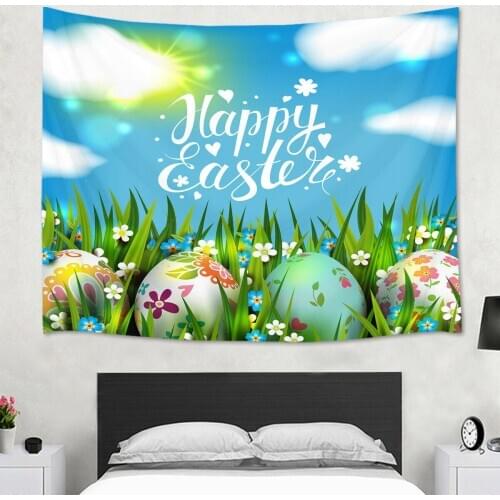 Happy Easter Eggs Floral Sun Tapestry Wall Art Hanging Dorm Home Decor