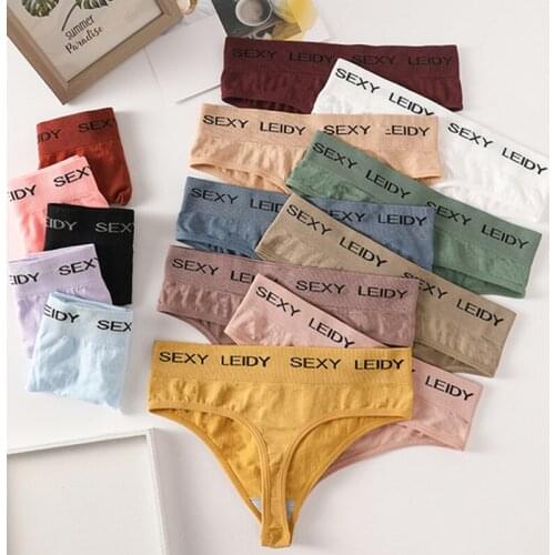 G-String Sexy Underwear Women Cotton Crotch Panties Female Bodyshaper Underpants T-back Brief Seamless Lingerie Letter Thongs