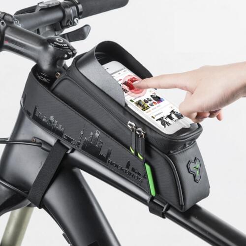 ROCKBROS Bike Bag Front Phone Bicycle Bag For Bicycle Tube Waterproof Touch Screen Saddle Package For 5.8 /6 Bike Accessories