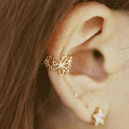 Fresh Flower Ear Clip Earrings For Women Korean Metal Earing Jewelry Gold Rose Gold Color No Ear Hole Needed Earrings