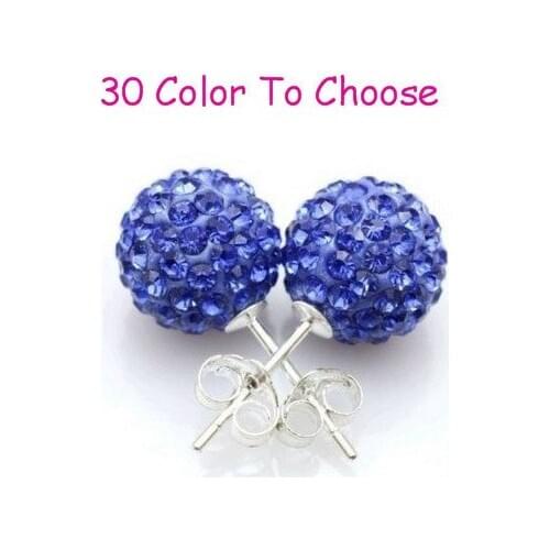 Uju3 e Gift 10mm Blue Crystal Silver Plate Earrings Stud Jewelry