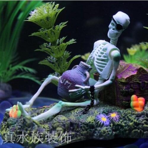 Drunk Skeleton Fish Tank Ornament Aquarium Air-operated Landscape Decoration