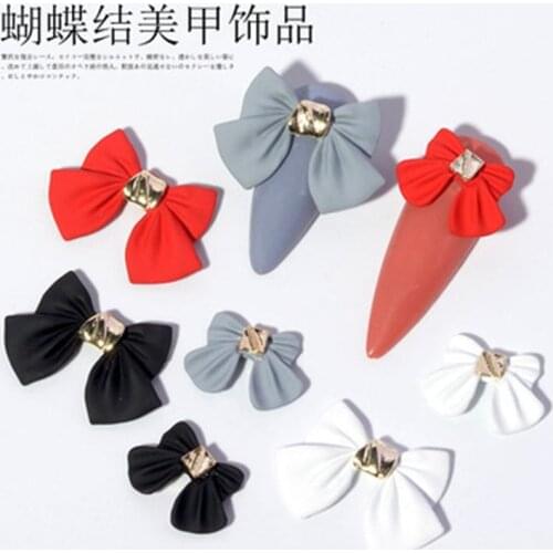 10Pcs 3D Bow-knot Nail Jewelry Japanese Charms Manicure Bow Tie Nail Art Accessories Butterfly Nail Rhinestones Alloy Decoration