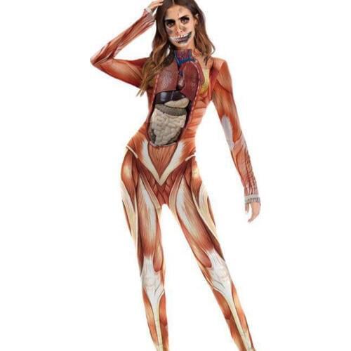 2020 Band Costume Halloween Night Performance Costume Party Human Body Printed One Piece Swimsuit Jumpsuit
