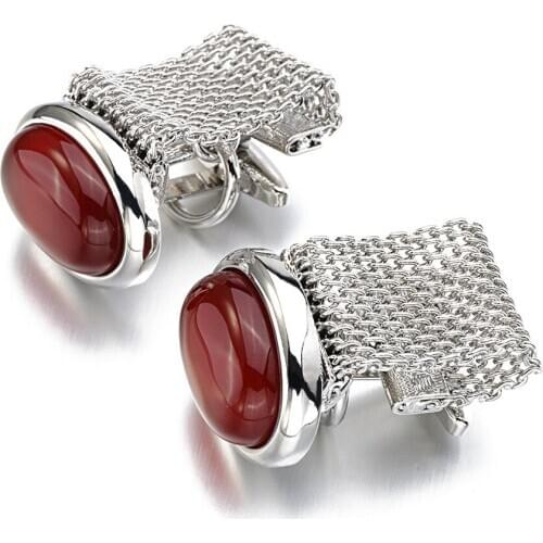 French Shirt Chain Cufflinks Mens Unisex Business Banquet Wedding Jewelry Gifts High-end Luxury Semi-precious Stone Cuff Links