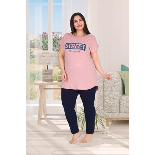 WOMEN LARGE SIZE SHORT SLEEVE PİJAMA TOOL TURKISH MALI 10789